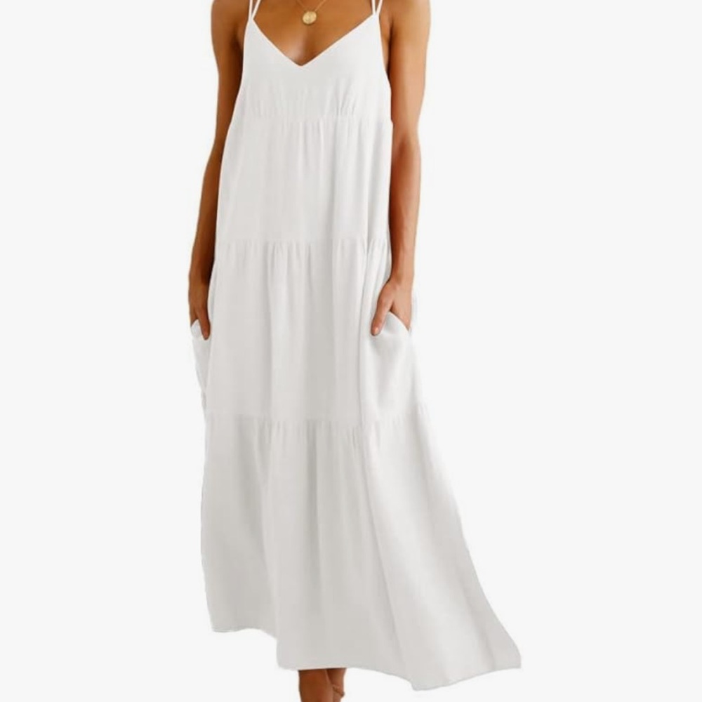 Womens Casual White Dress With Straps